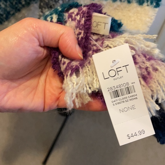 Purple yellow and teal Plaid rectangle scarf - Picture 6 of 6